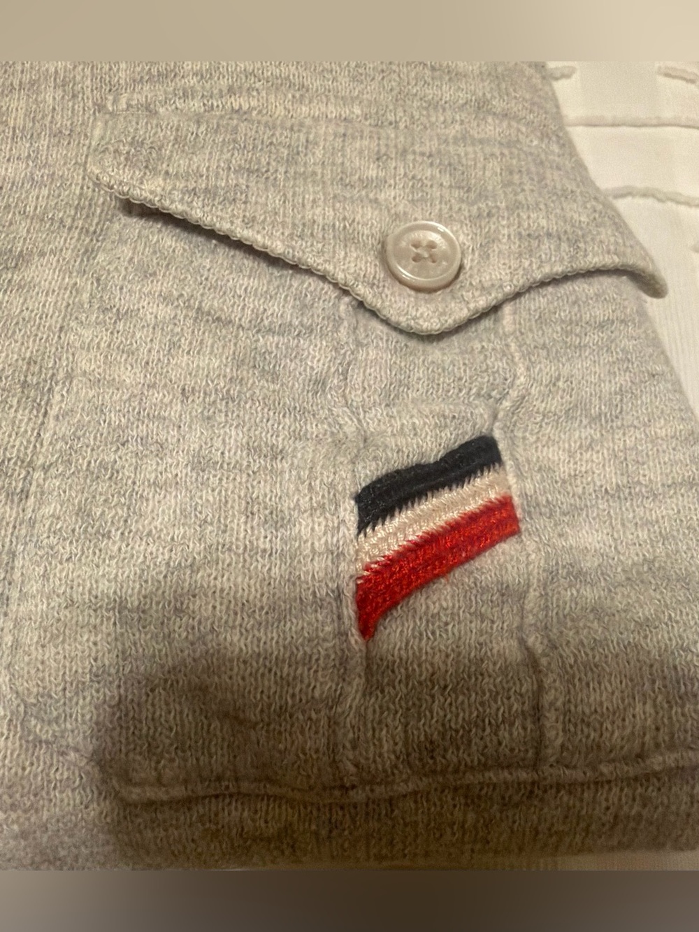 Moncler Light Gray Hooded Pullover with Chest Pocket - Picture 10 of 11